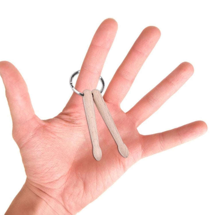 3 PCS Mini Drumsticks Keychain Beech Drum Sticks Percussion Music Gift(Double)