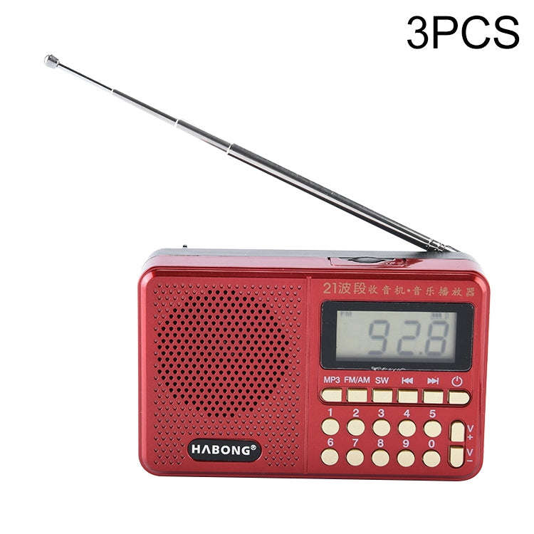 3 PCS HABONG KK-170 Portable 21 Bands FM/AM/SW Radio Rechargeable Radio Receiver Speaker,  Suppor...
