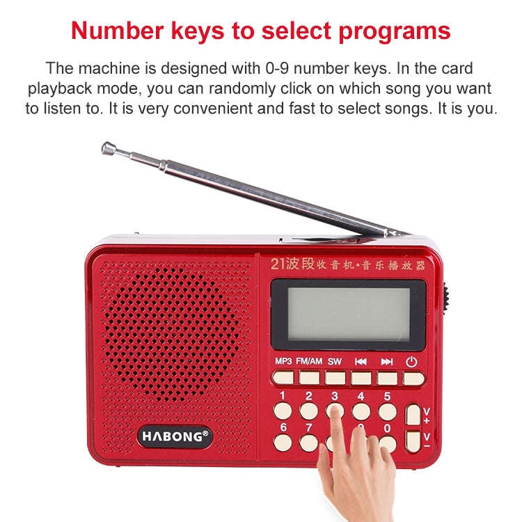3 PCS HABONG KK-170 Portable 21 Bands FM/AM/SW Radio Rechargeable Radio Receiver Speaker,  Suppor...