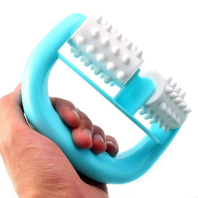 T9142 Plastic Manual Two-wheel Massager Round Handle Massager(Blue)
