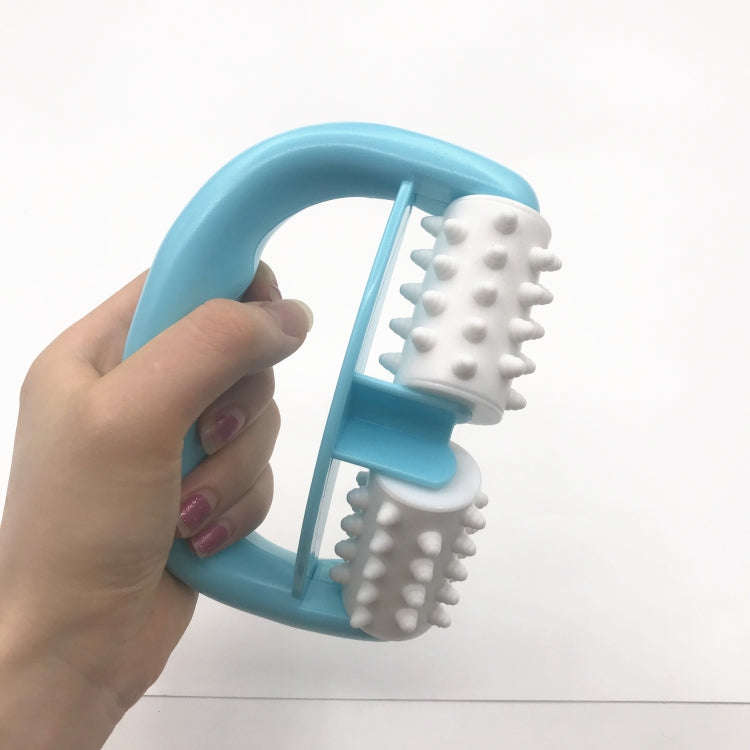 T9142 Plastic Manual Two-wheel Massager Round Handle Massager(Blue)