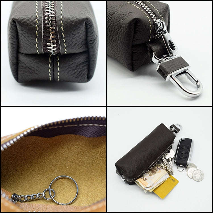 Car Keys Holder Genuine Leather Coin Purse for Men Key Wallets(Red)