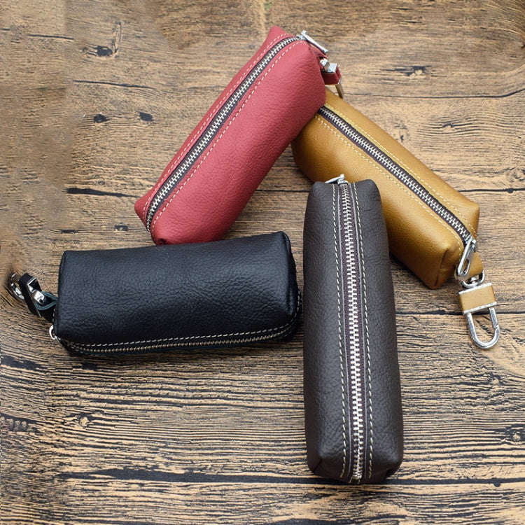 Car Keys Holder Genuine Leather Coin Purse for Men Key Wallets(Red)