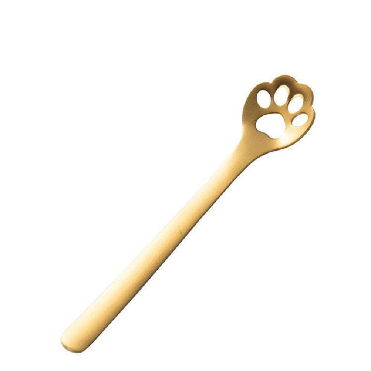 Stainless Steel Creative Cat Claw Coffee Spoon Dessert Cake Spoon, Style:Hollow Cat Claw Spoon, C...