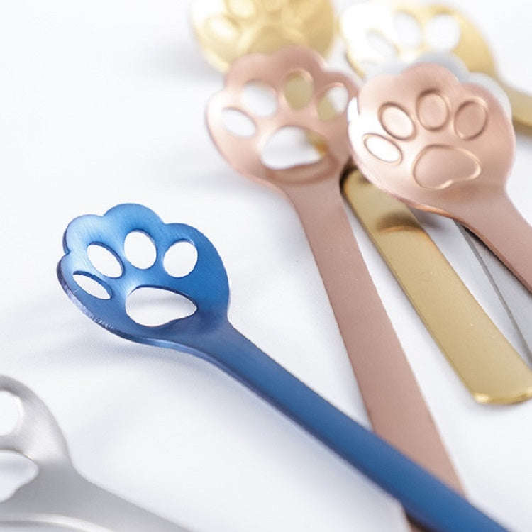 Stainless Steel Creative Cat Claw Coffee Spoon Dessert Cake Spoon, Style:Hollow Cat Claw Spoon, C...