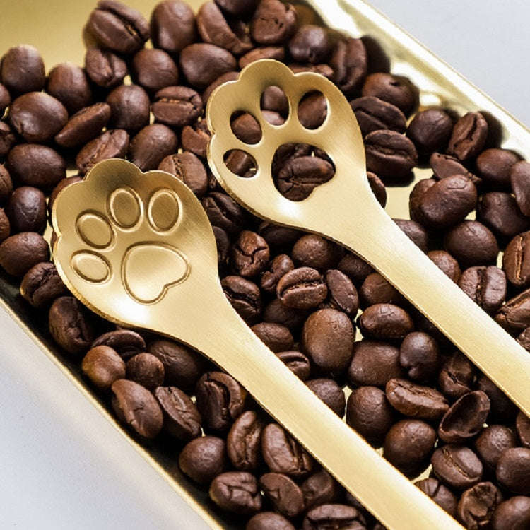 Stainless Steel Creative Cat Claw Coffee Spoon Dessert Cake Spoon, Style:Hollow Cat Claw Spoon, C...