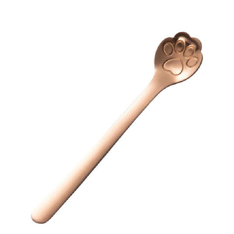Stainless Steel Creative Cat Claw Coffee Spoon Dessert Cake Spoon, Style:Cat Claw Spoon, Color:Ro...