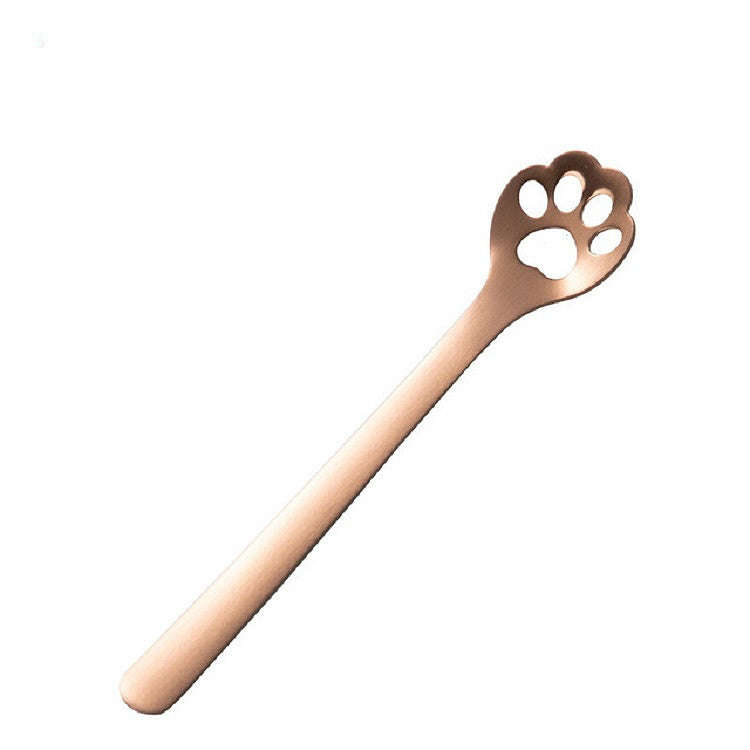 Stainless Steel Creative Cat Claw Coffee Spoon Dessert Cake Spoon, Style:Hollow Cat Claw Spoon, C...
