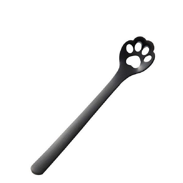 Stainless Steel Creative Cat Claw Coffee Spoon Dessert Cake Spoon, Style:Hollow Cat Claw Spoon, C...