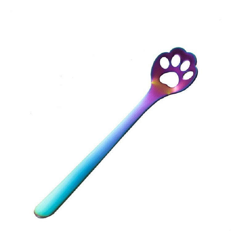 Stainless Steel Creative Cat Claw Coffee Spoon Dessert Cake Spoon, Style:Hollow Cat Claw Spoon, C...