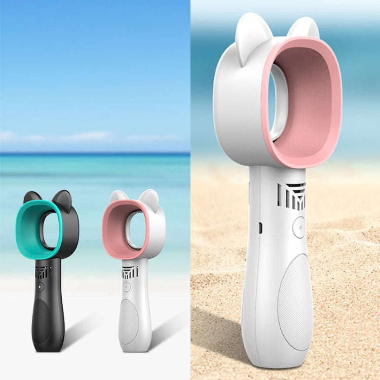 Cartoon Handheld Fan Leafless USB Mini Charging Desktop Portable Fan(White)