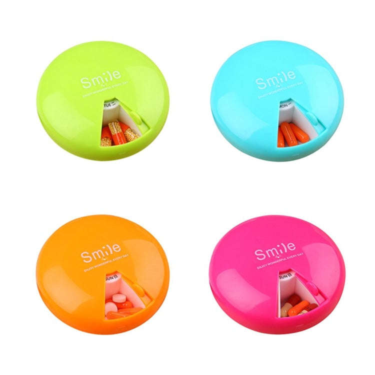 Portable 7 Days Drugs Pill Container Rotation Pillbox(Blue)