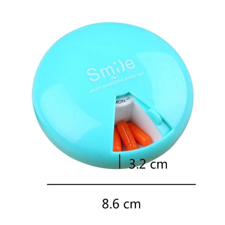 Portable 7 Days Drugs Pill Container Rotation Pillbox(Blue)