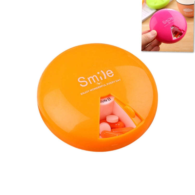 Portable 7 Days Drugs Pill Container Rotation Pillbox(Orange)