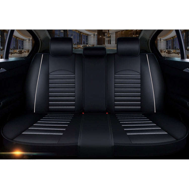Universal PU Leather Car Seat Cover Black White Deluxe