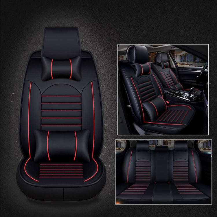 Universal PU Leather Car Seat Cover Black Red Deluxe