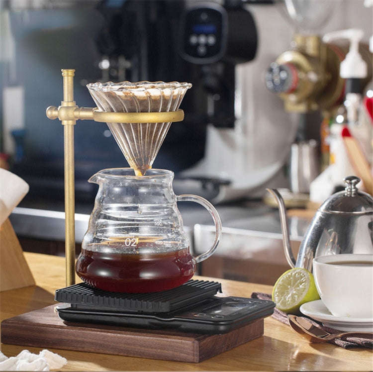 Wood Base Hand Coffee Filter Holder Adjustable Filter Holder, Color:Rubber Wood