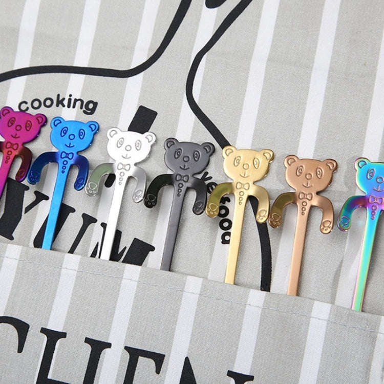 Cute Bear Spoon Long Handle Spoons Coffee Drinking Tools(Purple)