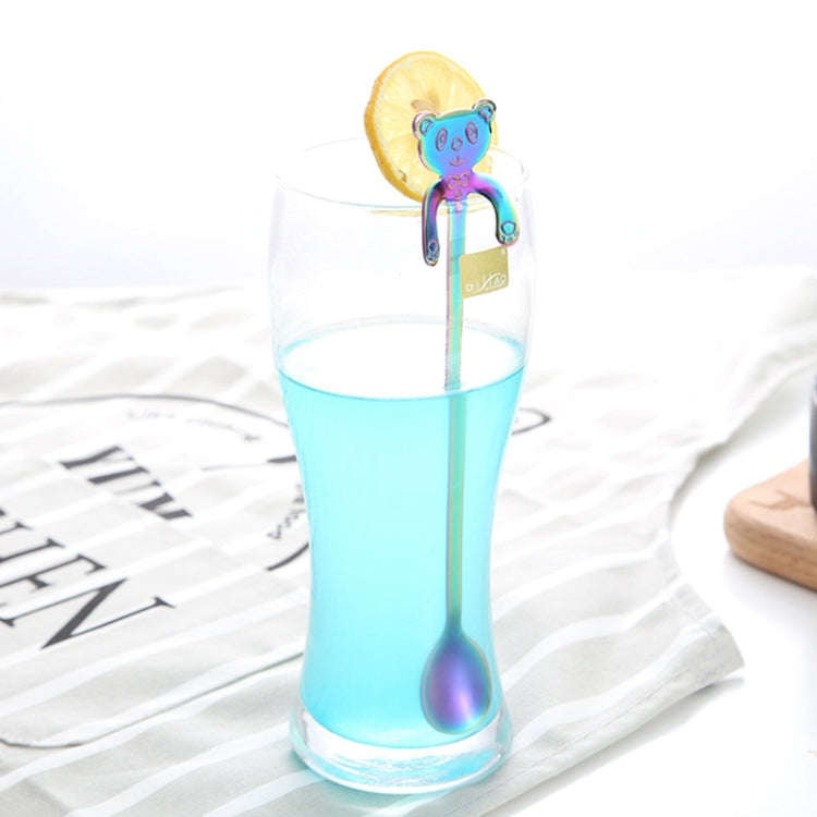 Cute Bear Spoon Long Handle Spoons Coffee Drinking Tools(Purple)