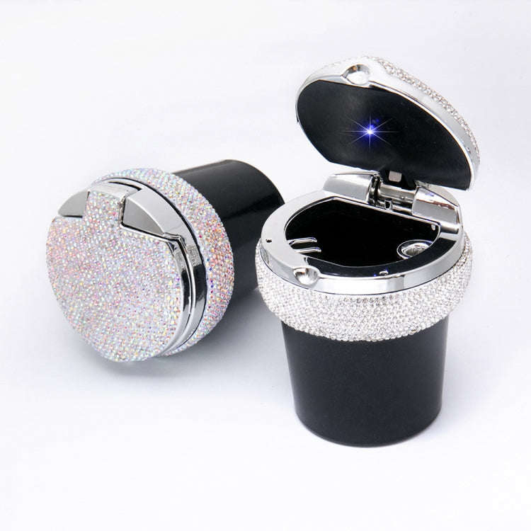Studded Diamond Car Ashtray with Led Lamp(White)