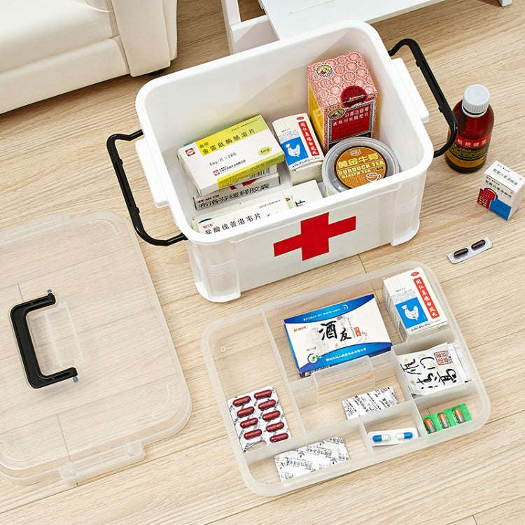 Family Multi-layer Emergency Medicine Storage Box Household Plastic Box, Size: L(White)