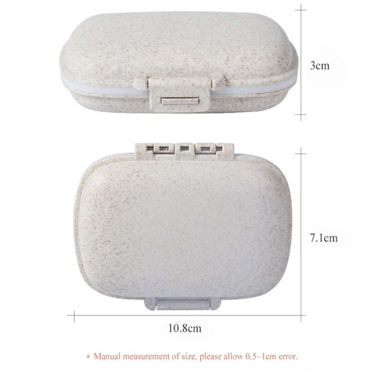 3 PCS 8-Grid Double-layer Portable Mini Straw Pill Storage Box(Wheat Pink)
