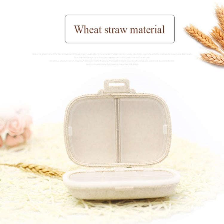 3 PCS 8-Grid Double-layer Portable Mini Straw Pill Storage Box(Wheat Pink)