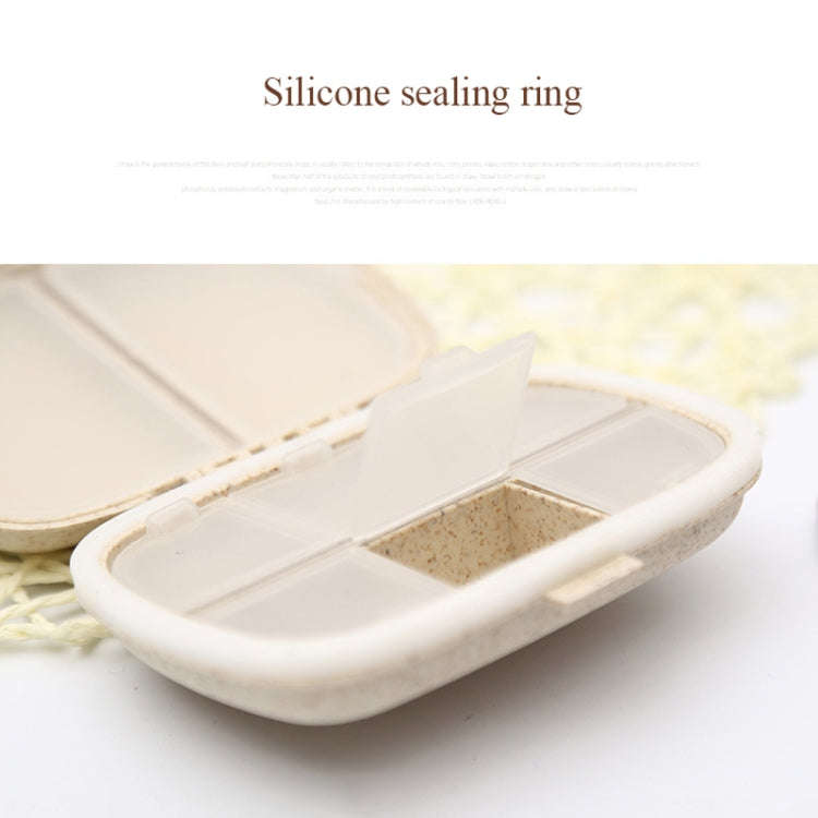 3 PCS 8-Grid Double-layer Portable Mini Straw Pill Storage Box(Wheat Pink)