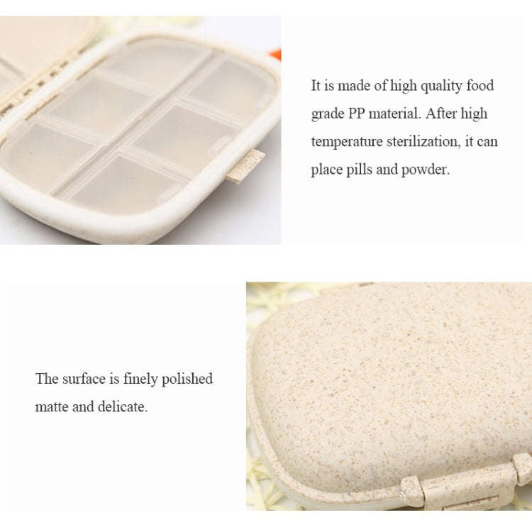 3 PCS 8-Grid Double-layer Portable Mini Straw Pill Storage Box(Wheat Pink)