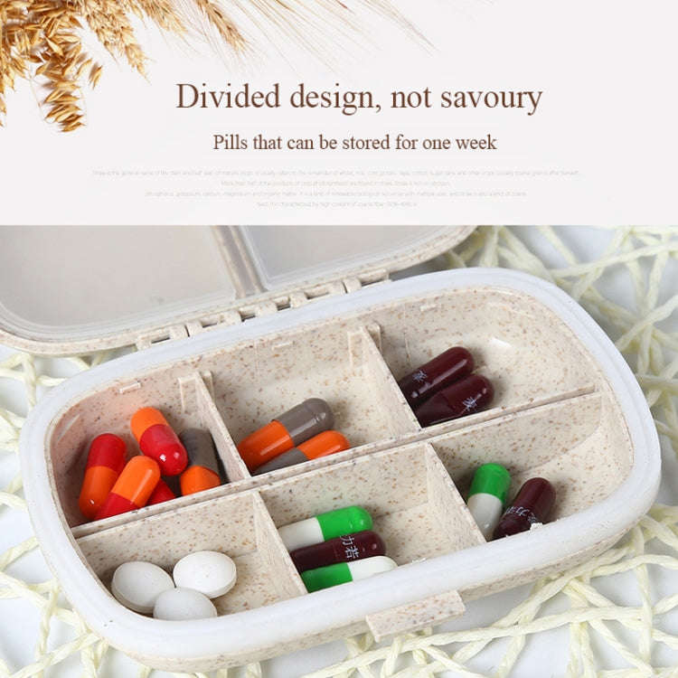 3 PCS 8-Grid Double-layer Portable Mini Straw Pill Storage Box(Wheat Pink)