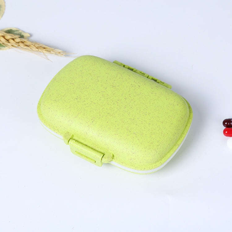 3 PCS 8-Grid Double-layer Portable Mini Straw Pill Storage Box(Wheat Green)