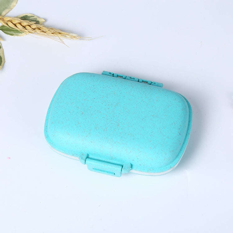 3 PCS 8-Grid Double-layer Portable Mini Straw Pill Storage Box(Wheat Blue)