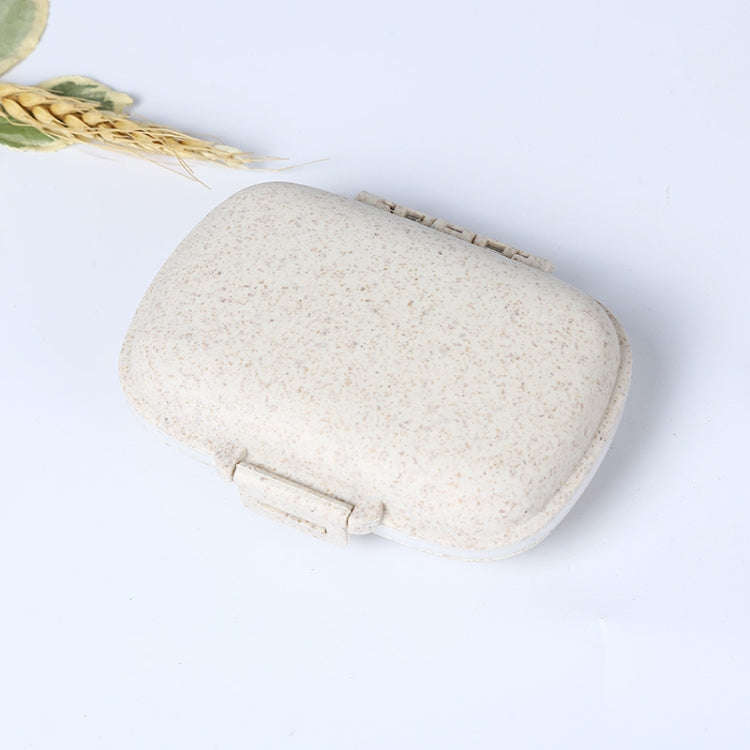 3 PCS 8-Grid Double-layer Portable Mini Straw Pill Storage Box(Wheat Beige)