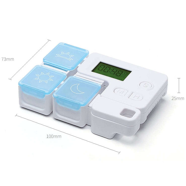 Portable Intelligent Plastic Storage Box Electronic Timing Reminder Medicine Boxes(Sky Blue)