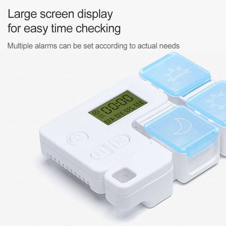Portable Intelligent Plastic Storage Box Electronic Timing Reminder Medicine Boxes(Sky Blue)