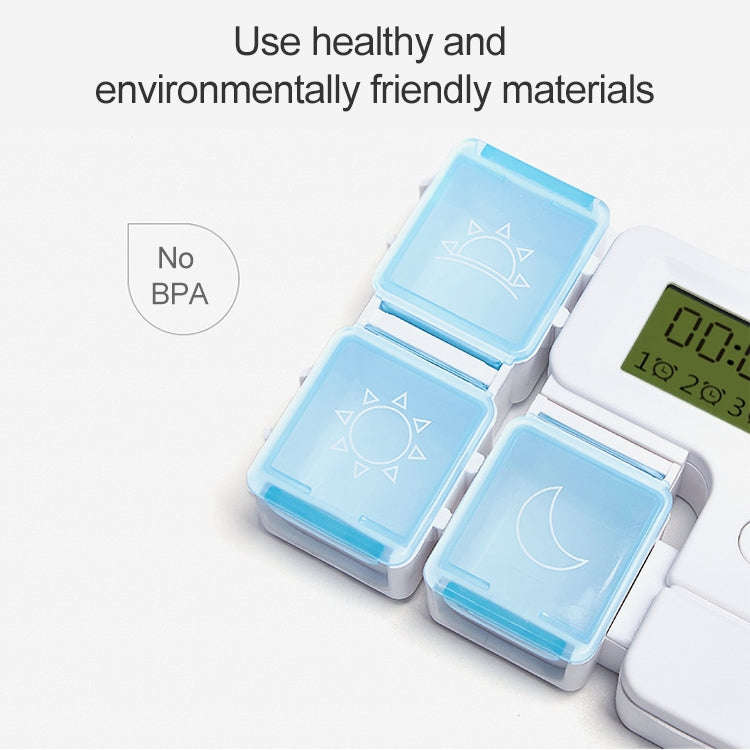 Portable Intelligent Plastic Storage Box Electronic Timing Reminder Medicine Boxes(Sky Blue)