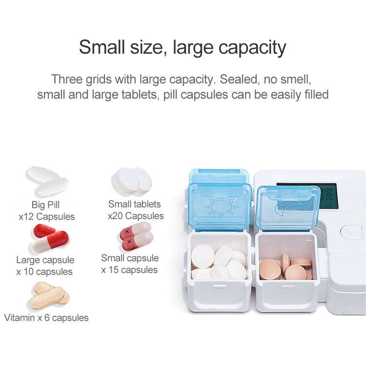 Portable Intelligent Plastic Storage Box Electronic Timing Reminder Medicine Boxes(Sky Blue)