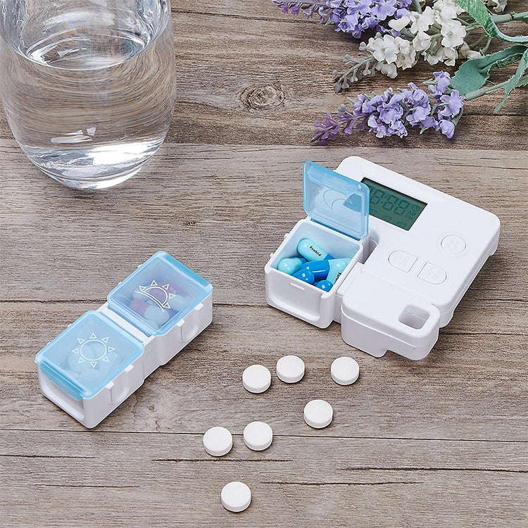 Portable Intelligent Plastic Storage Box Electronic Timing Reminder Medicine Boxes(Sky Blue)