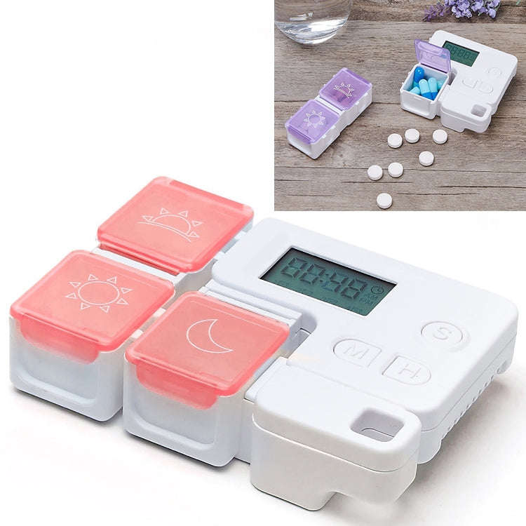 Portable Intelligent Plastic Storage Box Electronic Timing Reminder Medicine Boxes(Bright Red)
