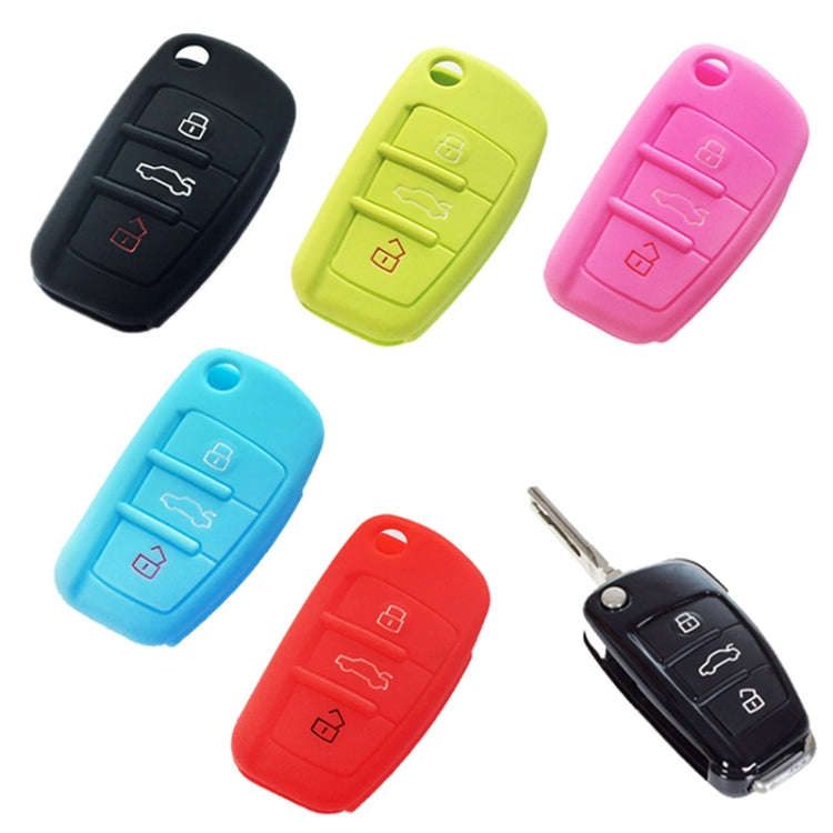 2 PCS Car Key Cover Silicone Flip Key Remote Holder Case Cover for Audi Q3 A3 A1(Red)
