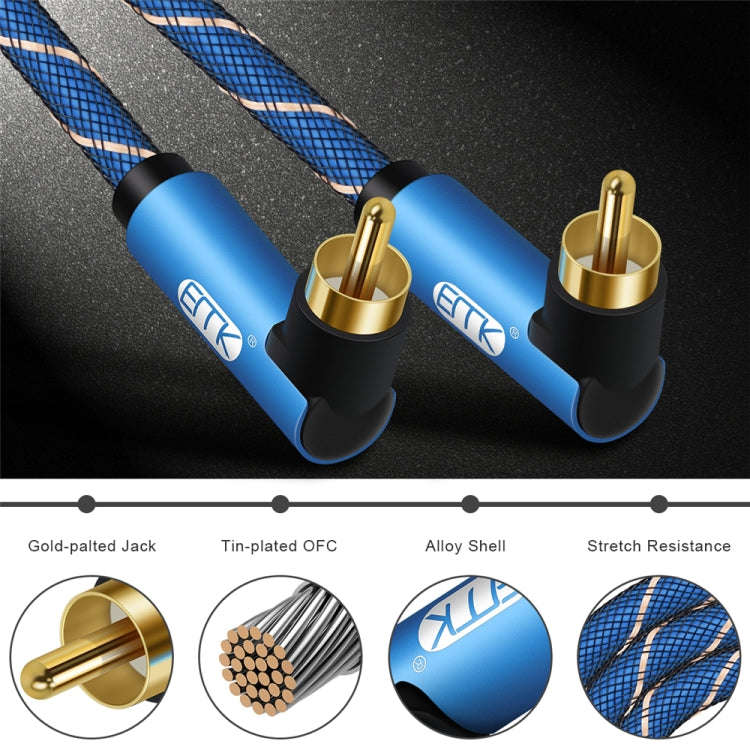 EMK Dual 90-Degree Male To Male Nylon Braided Audio Cable, Cable Length:1.5m(Blue)