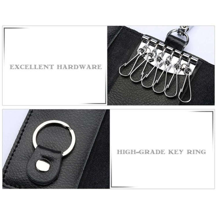 Multifunctional Litchi Texture Leather Keychain Bag Car Key Bag(Coffee)