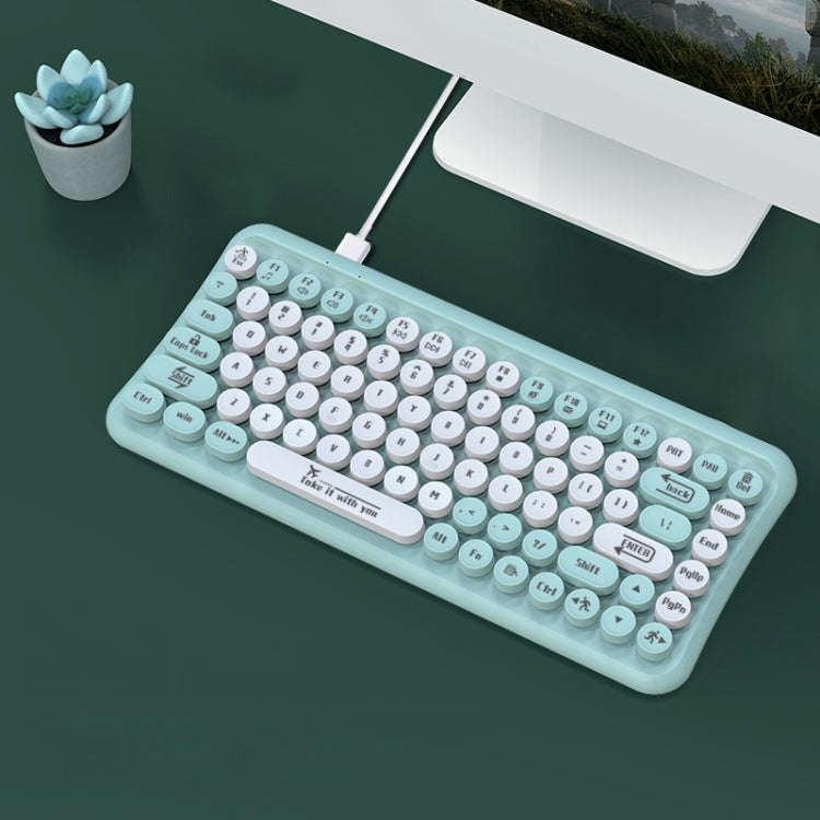 LANGTU LT700 85 Keys Wired Film Silent Punk Keyboard, Cable Length: 1.5m(Mint Green)