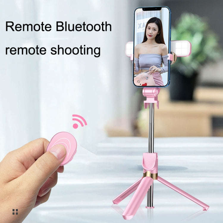 XT06 Live Beauty Bluetooth Tripod Selfie Stick(Pink)