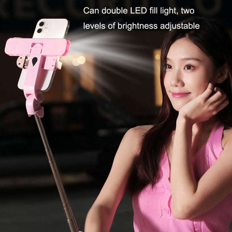 XT06 Live Beauty Bluetooth Tripod Selfie Stick(Pink)