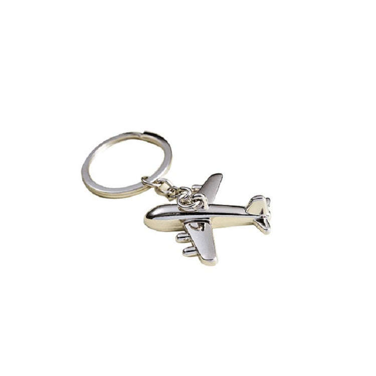 2 PCS Creative Stereo Plane Metal Keychain Bag Pendant Souvenir, Specification:4 × 4 cm(Silver S...