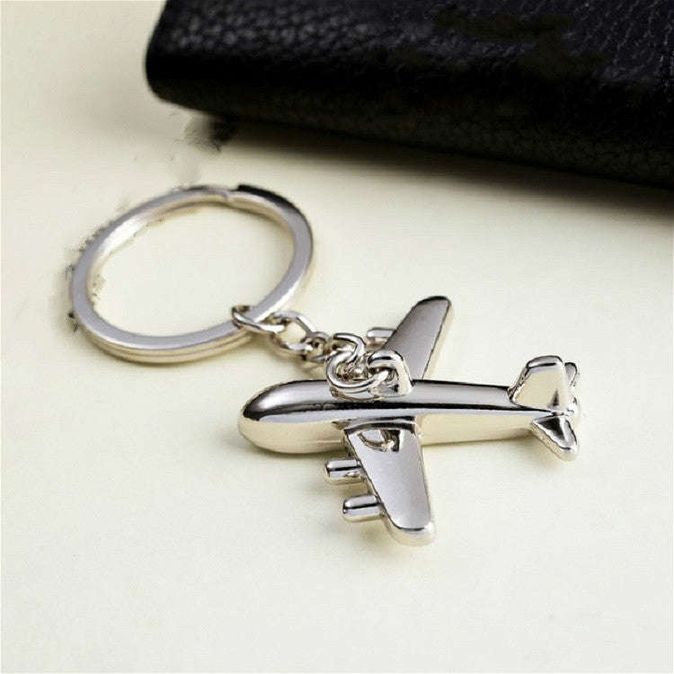 2 PCS Creative Stereo Plane Metal Keychain Bag Pendant Souvenir, Specification:4 × 4 cm(Silver S...