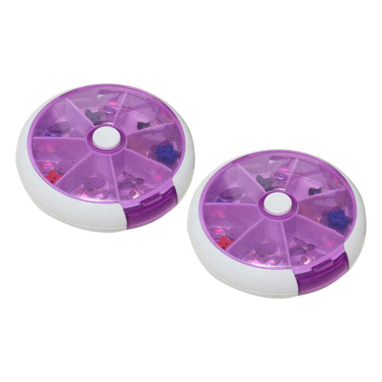 2 PCS Creative Multifunctional Round Portable Seven-grid Rotating Plastic Pill Box(Purple)