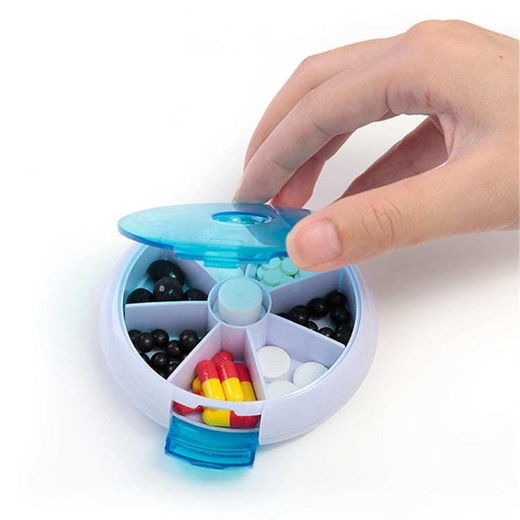 2 PCS Creative Multifunctional Round Portable Seven-grid Rotating Plastic Pill Box(Purple)