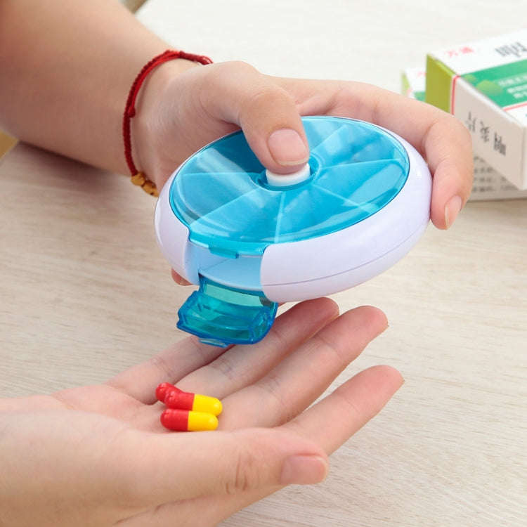 2 PCS Creative Multifunctional Round Portable Seven-grid Rotating Plastic Pill Box(Purple)